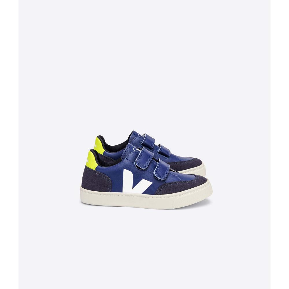 Kids\' Veja V-12 CHROMEFREE Sneakers Navy | SG 882GSO